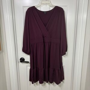 Torrid Mini Studio Knit Surplice Tiered Dress Women’s 2 (2X) Plum